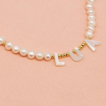 Hand-made personalizate nume naturale de apă dulce colier de perle pentru femei la modă, farmec bijuterii de crăciun 2020 cadou personalizat