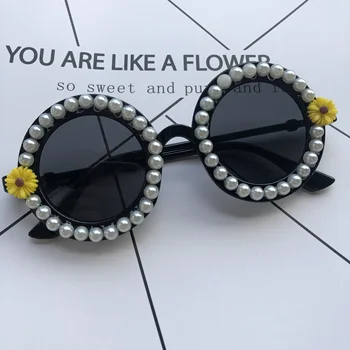 Handmade Perle Rotunde ochelari de Soare pentru Femei Cu 6 Culori Mica Ochelari de Flori Designer de Ochelari de Soare UV400 Nuanțe de Vară Gafas de