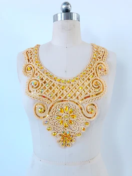 Handsewing cristal patch-uri de aur coase Paiete Strasuri dantelă aplicatiile 36*30 cm pentru partea de sus rochia fusta