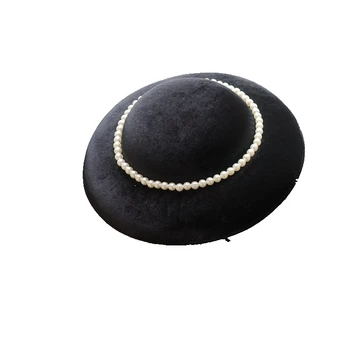 High End Doamnelor de Epocă, Nunta Negru Pălărie de velur Lux Pearl Panglică Fascinator Pălărie Royal Petrecere Cocktail Femei de Moda Frizură