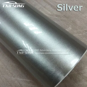 High glossy, Argintiu Metalizat perla film pentru caroserie decor Lucios Metalic pearl sclipici vinil Dimensiune: 10/20/30/40/50/60x152CM