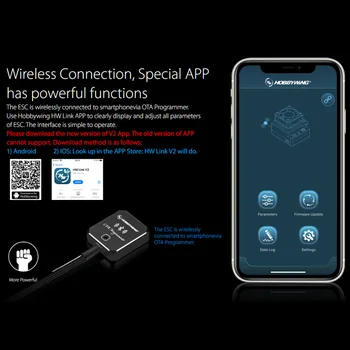 Hobbywing OTA Programator Wireless Conectat la Smartphone prin Bluetooth transmisie pentru Xerun / Ezrun / Platinum / Seaking ESC
