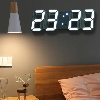 HOOQICT 3D LED Digital de Mari dimensiuni Ceas de Perete cu Design Modern Acasă Decorare Camera de zi, Data, Temperatura Calendar, Alarma Ceas de Masa
