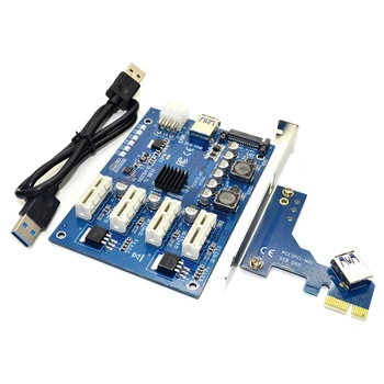 HOT-PCI-E X1 La 4PCI-E X16 Expansiune Kit de la 1 La 4 Port PCI Express Comutator de Multiplicare HUB 6pini Sata USB Riser Card pentru BTC Miner Km