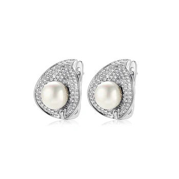HUADIE set de podoabe pentru femei. Cercei fantezie și o floare în formă de inel cu perle si zirconiu. tendință de moda 2021