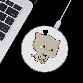 I LOVE U Cuplu Drăguț Minunat Pisică Gri Wireless Charger Pad pentru Iphone 12 pentru Airpods de Încărcare Încărcător PENTRU Samsung Huawei, XIAOMI