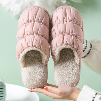 Iarna Casă Nouă Cupluri de Blană Papuci de casă Solidă Simplitatea de Pluș Cald Iubitorii de Pantofi anti-alunecare Interior Dormitor pentru Femei cu Blană Slipers