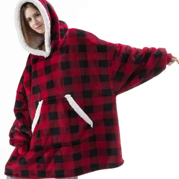 Iarna cu Gluga Hanorac Femei Lână Lungă Tricou Haine de Iarnă Flanel Pulovere Femei Interioară Patura cu Maneci Pijamale