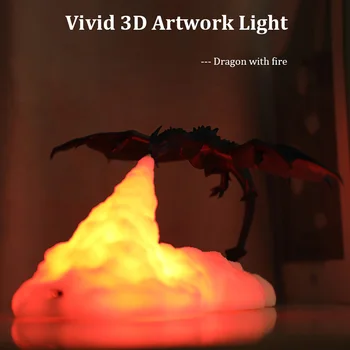 Imprimate 3D LED Dragon Lampa Figura Anime Copii, Masă de Noapte, Lumina de Interior pentru Casa Dormitor Decor de Vacanță pentru Copii Cadouri