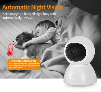 INQMEGA Baby Monitor 2MP HD Night Vision Două-Mod de a Vorbi 5 Inch Bona Camera Video 8 cântece de Leagăn Înregistrarea și Redarea Cu Card SD
