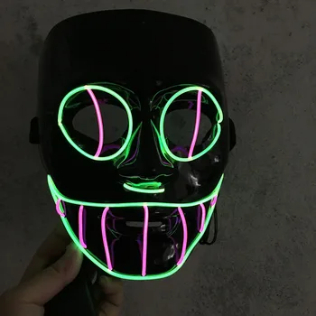 Intermitent petrecere masca 2 mix de culoare, EL sârmă stralucitoare masca PVC LED masca DJ petrecere de dans favoruri baterie opera culori Cosplay Costum