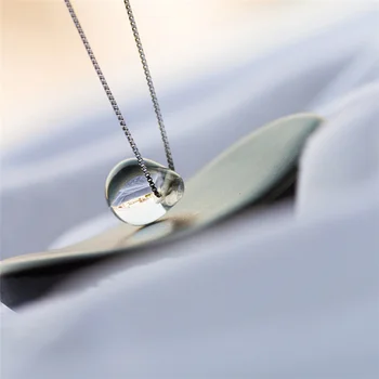 INZATT Romantic Alb Cristal Lacrima Waterdrop Cravată Coliere Pandantiv Real Argint 925 Lant Cutie de Bijuterii Fine Pentru Femei