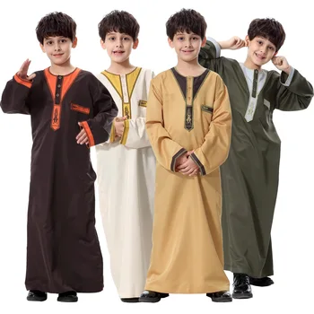 Islamic Îmbrăcăminte Mens Musulmane Arabe Orientul Mijlociu Adolescent Halat De Haine Musulmane Echipa De Copii Abaya Broderie Arabă Băiat De Îmbrăcăminte