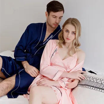 IULIE CÂNTEC pentru Femei și Bărbați Haina pentru Femei Toamna Pijamale de Mătase de Onoare Robe Halat, o Pereche de Pijamale