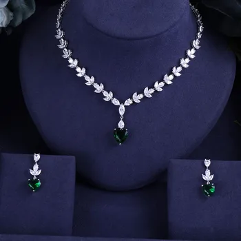 Jankelly Verde de lux 2 buc Mireasa Zirconia Seturi de Bijuterii Pentru Femei Inima Lux Dubai Nigeria CZ Nunta de Cristal, Seturi de Bijuterii