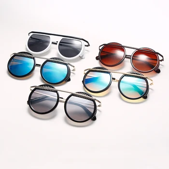 JASPEER Steampunk ochelari de Soare Barbati Punk UV400 Conducere Ochelari de Soare Femei Rotund Retro Ochelari de Designer de Brand