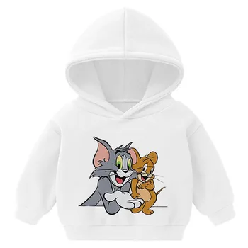 Jerry Mouse-ul Pisica Tom de Imprimare de Desene animate Casual de Toamna/iarna Topuri Pentru Copii Clother 2020 Distracție de Primăvară Drăguț Hanorace Copii Costum Topuri