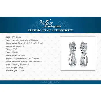 JewelryPalace Infinity Cubic Zirconia Clip Cercei Argint 925 Cercei pentru Femei Fete coreea Cercei Moda Bijuterii