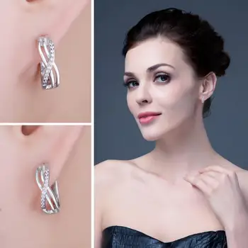 JewelryPalace Infinity Cubic Zirconia Clip Cercei Argint 925 Cercei pentru Femei Fete coreea Cercei Moda Bijuterii
