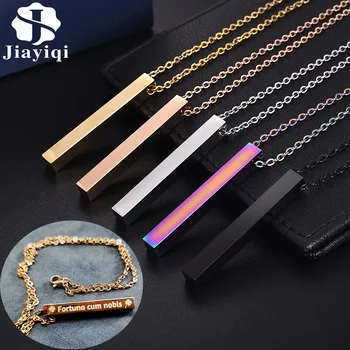 Jiayiqi Gravare Nume Colier Personalizat Personalizate pentru Femei, Bărbați Patru Laturi din Oțel Inoxidabil Pandantiv Personalizat Cravată de Bijuterii Cadou