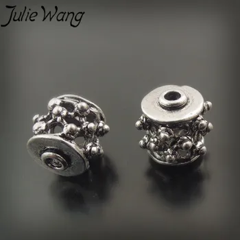 Julie Wang 10buc/pachet Vechi de Argint Zinc din Aliaj Margele Accesorii Bijuterii Gaură Rotundă Formă Neregulată Gyro Model Mai bun Presnt