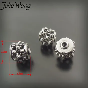 Julie Wang 10buc/pachet Vechi de Argint Zinc din Aliaj Margele Accesorii Bijuterii Gaură Rotundă Formă Neregulată Gyro Model Mai bun Presnt