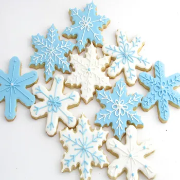 KENIAO de Iarnă Fulg de nea Cookie Cutter Set de Crăciun Fondant Freze - 5 Diferite Dimensiuni și forme - Biscuit din Oțel Inoxidabil