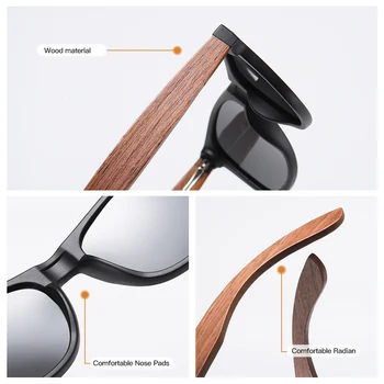 Kithdia Nuc din Lemn Polarizat ochelari de Soare pentru Bărbați Cadru Oval ochelari de Soare pentru Femei ochelari de Soare de sex Masculin Oculos de sol Masculino S7061h