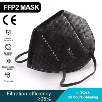 KN95 Masca Neagra 5 Straturi Mască FFP2 Mascaril Praf Mască de Protecție Față Mascarillas Filtru de aparat de Respirat FPP2 FFP3 FPP3 Reutilizabile