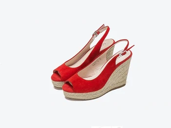 KNCOKAR 2018 Nou stil pene cu pește pantofi gura de aur frânghie de mătase sandale femei de dimensiuni mici 31 32 33 dimensiune mare 40 41 42 43
