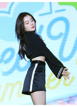 Kpop Seo Da Ji Negru trening femei fusta set pentru Femei Dansa cu Maneca Lunga, Topuri Drăguț coreeană Noi două piese rochie festivalul de îmbrăcăminte
