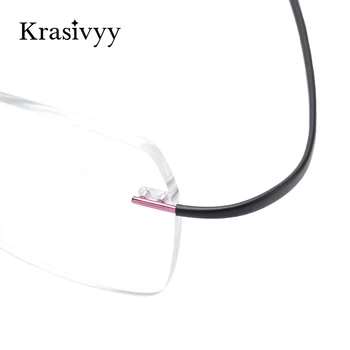 Krasivyy Ochelari Fără Ramă Cadru Femei Ultralight Miopie Optice Baza De Prescriptie Medicala Ochelari De Memorie Titan Pătrat Ochelari De Oameni