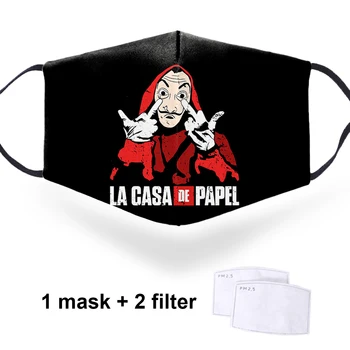 La casa de papel Lavabil 3D Masti Gura Mufla cu 2 Filtre Barbati/Femei Reutilizabile Confortabil Praf Respirabil Masca
