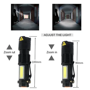 Lanterna LED Portabil Q5+COB Lanterna Mini-Zoom Reglabil Focus Flash de Lumină rezistent la apa Lanterna de Iluminat Felinar Camping Lampa