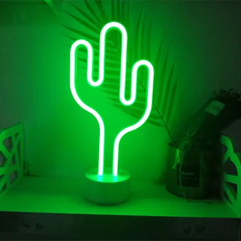 LED Neon Lumina de Noapte Ananas Cactus Forma cu Baza de Baterie Lampă de Masă pentru copii, cameră de vacanță