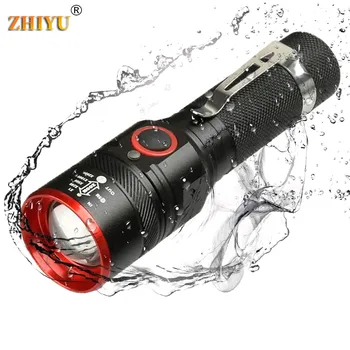 LED Reîncărcabilă Lanterna ZHIYU Mini-XML-T6 Lanterna cu Zoom 3modes pentru 18650 cu cablu USB Camping/Camping/Vanatoare/Ciclism