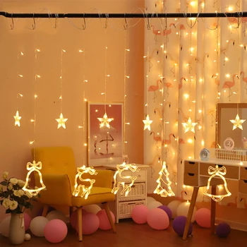 LED-uri de crăciun, zana fulg de nea perdea lumini interior dormitor, camera de zi ghirlandă cu led-uri de lumină șir de vacanță decor petrecere