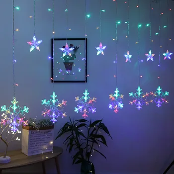 LED-uri de crăciun, zana fulg de nea perdea lumini interior dormitor, camera de zi ghirlandă cu led-uri de lumină șir de vacanță decor petrecere