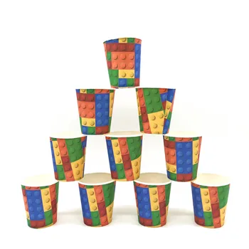 Legoing Construi Bloc tema tacamuri de unica folosinta Decoratiuni partid plăci de hârtie cupe Jucarii copii Ziua de naștere Petrecere Copil de Dus Provizii