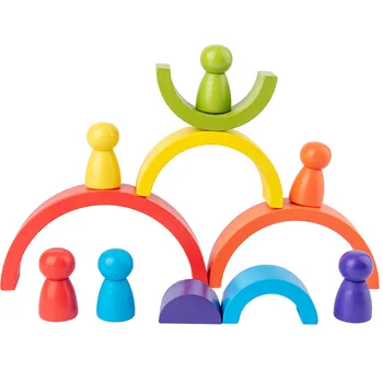 Lemn de Creatie Rainbow Blocuri Mici DIY Stivuire Echilibru Montessori Jucărie de Învățământ Cadouri pentru Copii, Băieți și Fete