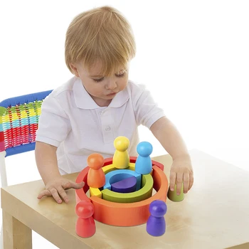 Lemn de Creatie Rainbow Blocuri Mici DIY Stivuire Echilibru Montessori Jucărie de Învățământ Cadouri pentru Copii, Băieți și Fete