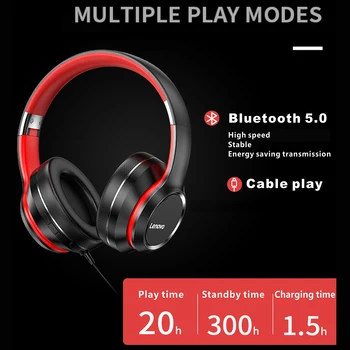 Lenovo HD200 Căști Bluetooth Wireless Pliabil Calculator fără Fir, Căști de Anulare a Zgomotului HIFI Stereo Gaming Headset