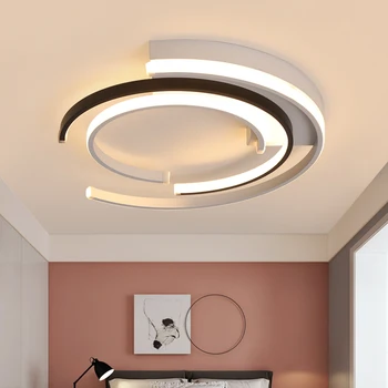 LICAN Moderne LED Lumini Plafon camera de zi Dormitor luciu de plafond moderne de iluminat plafonnier Alb Negru LED Lampă de Plafon