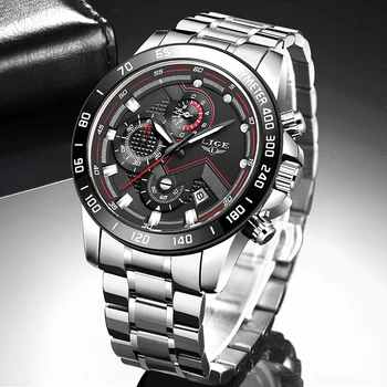 LIGE Brand de Top Luxury Mens Ceasuri Militare Sport Luminoase rezistent la apa Complet-oțel Cuarț Ceas Barbati Chronograph Relogio Masculino