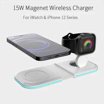 LOVEBAY Ori magnetic dublu încărcător de Telefon Mobil 15W Încărcare Wireless Pentru iphone 12 Pro Max Magsafe Încărcare Rapidă Transporta în jurul valorii de