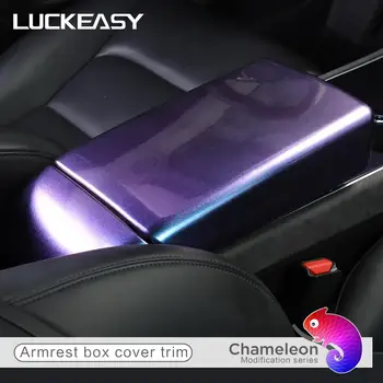LUCKEASY modificări Interioare Auto Accesorii ABS cotiera cutie cu capac pentru Tesla Model3 și ModelY cerul înstelat cameleon serie