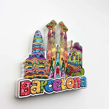 Magnet De Frigider Suveniruri Turistice Barcelona Spania Mozaic De Culoare Reper Magnetic Frigider Autocolant De Călătorie Oraș Decor Pitoresc Cadou