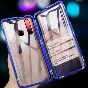 Magnetice de Adsorbție Cazul în care Telefonul Pentru Huawei P Inteligente Z Y9 Prim-2019 Y9 2019 Sticla Metal Cazuri în Față și în Spate Capac de Sticlă