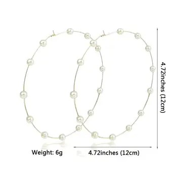 MANILAI 12cm Mare Hoop Cercei Pentru Femei din Oțel Inoxidabil Imitație Pearl Cercei Statement Brincos 2020 Mare de Bijuterii