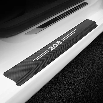 Masina Pragului de Ușă Garda Autocolante Film Pentru Peugeot 208 4BUC Anti Scratch Fibra de Carbon Auto Scuff Pedala de Paznici Acoperi Decal Accesorii